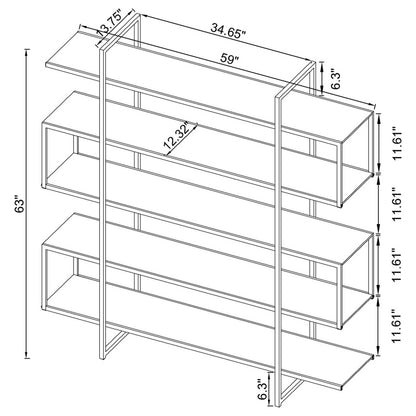 Elmer 5-shelf Bookcase Chrome and Clear