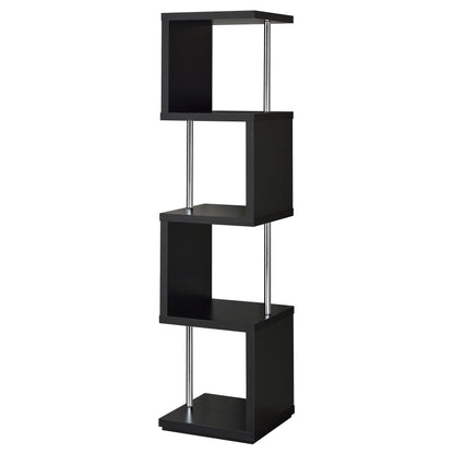 Baxter 4-shelf Bookcase Black and Chrome