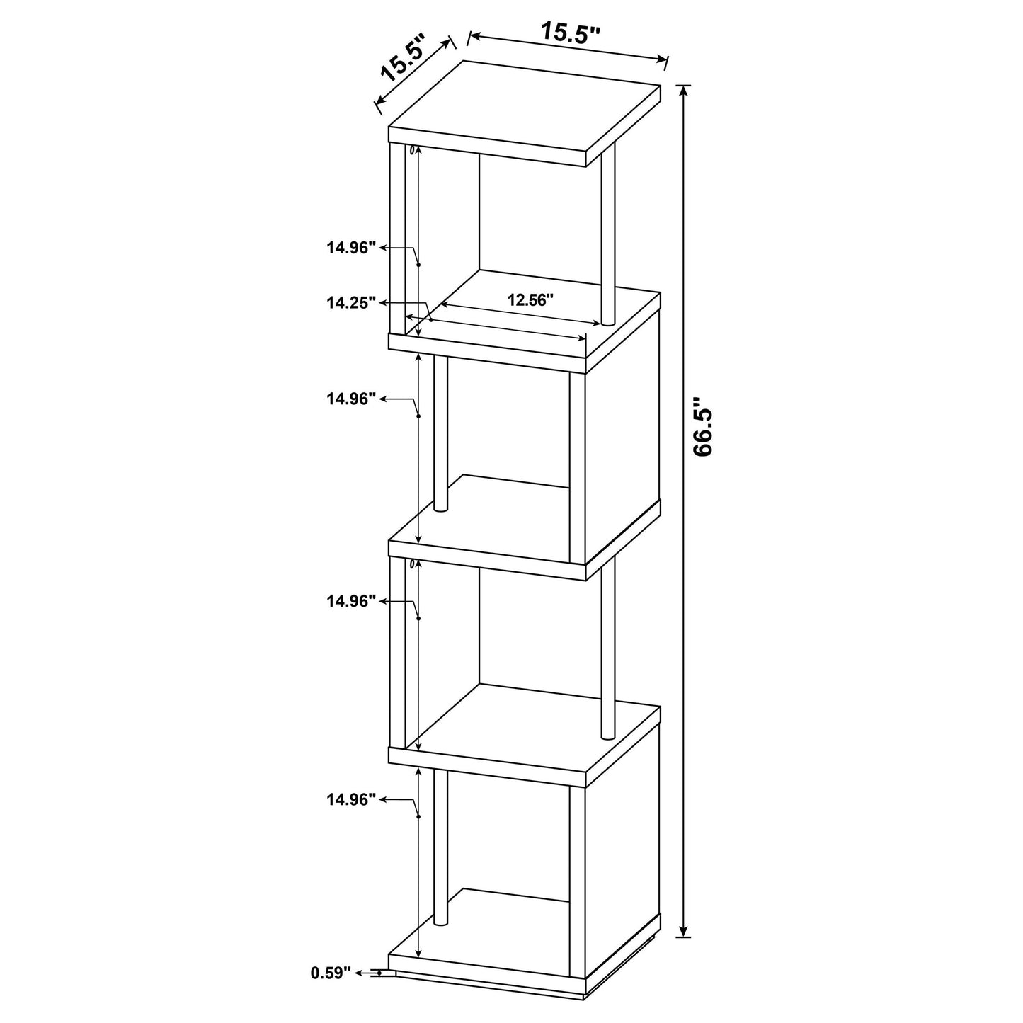 Baxter 4-shelf Bookcase Black and Chrome