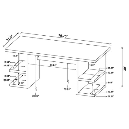 Alice Writing Desk White with Open Shelves