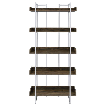 Angelica 5-shelf Bookcase Walnut and Chrome