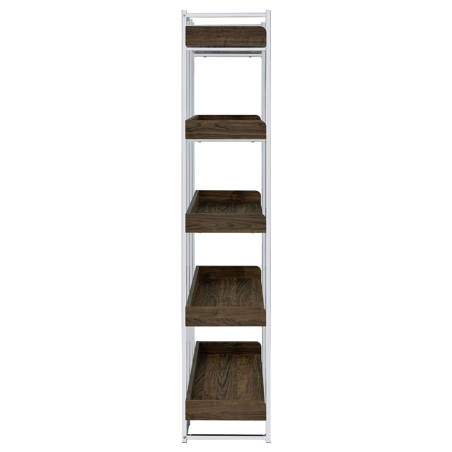 Angelica 5-shelf Bookcase Walnut and Chrome