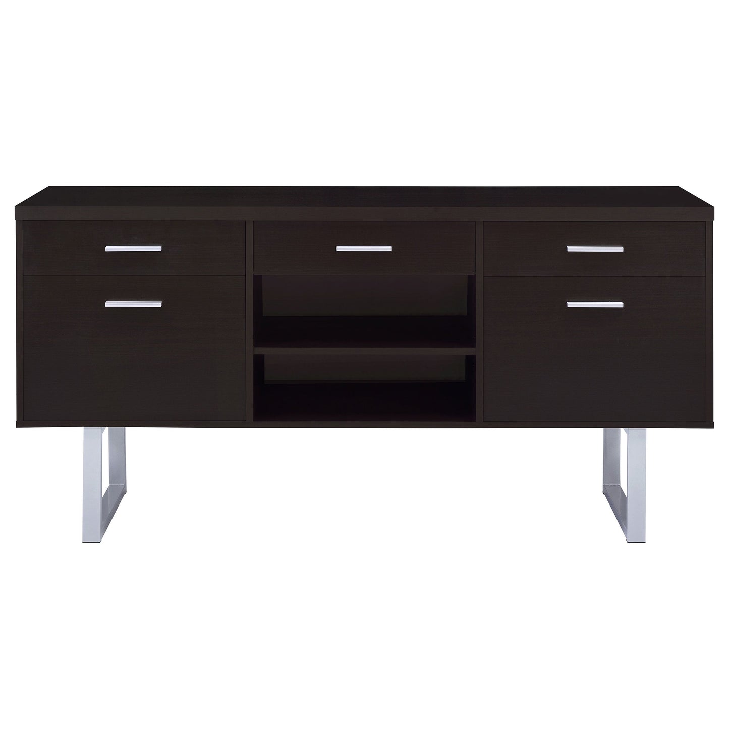 Lawtey 5-drawer Credenza with Adjustable Shelf Cappuccino