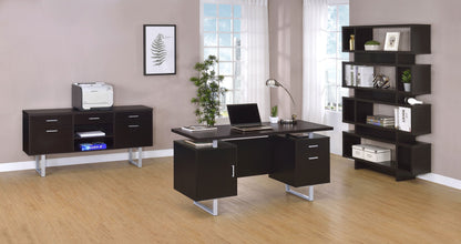 Lawtey 5-drawer Credenza with Adjustable Shelf Cappuccino