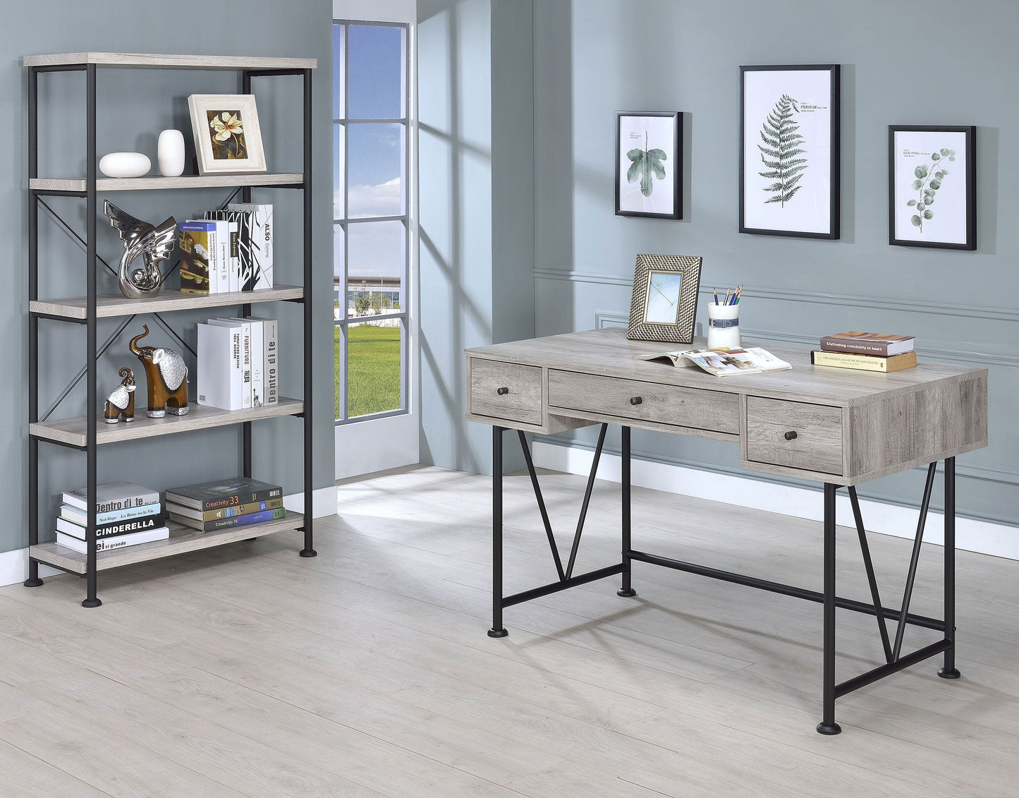 Analiese 4-shelf Bookcase Grey Driftwood