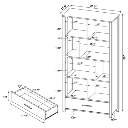 Dylan Rectangular 8-shelf Bookcase