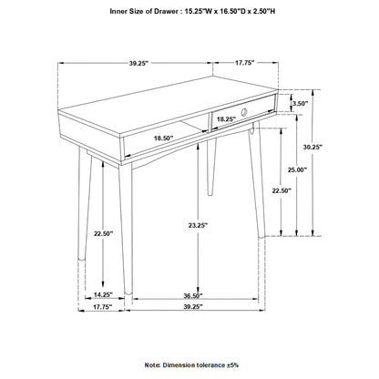 Bradenton 1-drawer Writing Desk White and Walnut