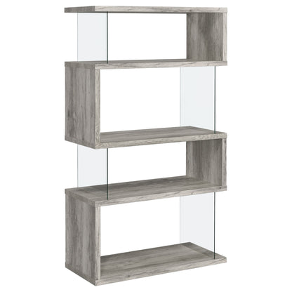 Emelle 4-shelf Bookcase with Glass Panels