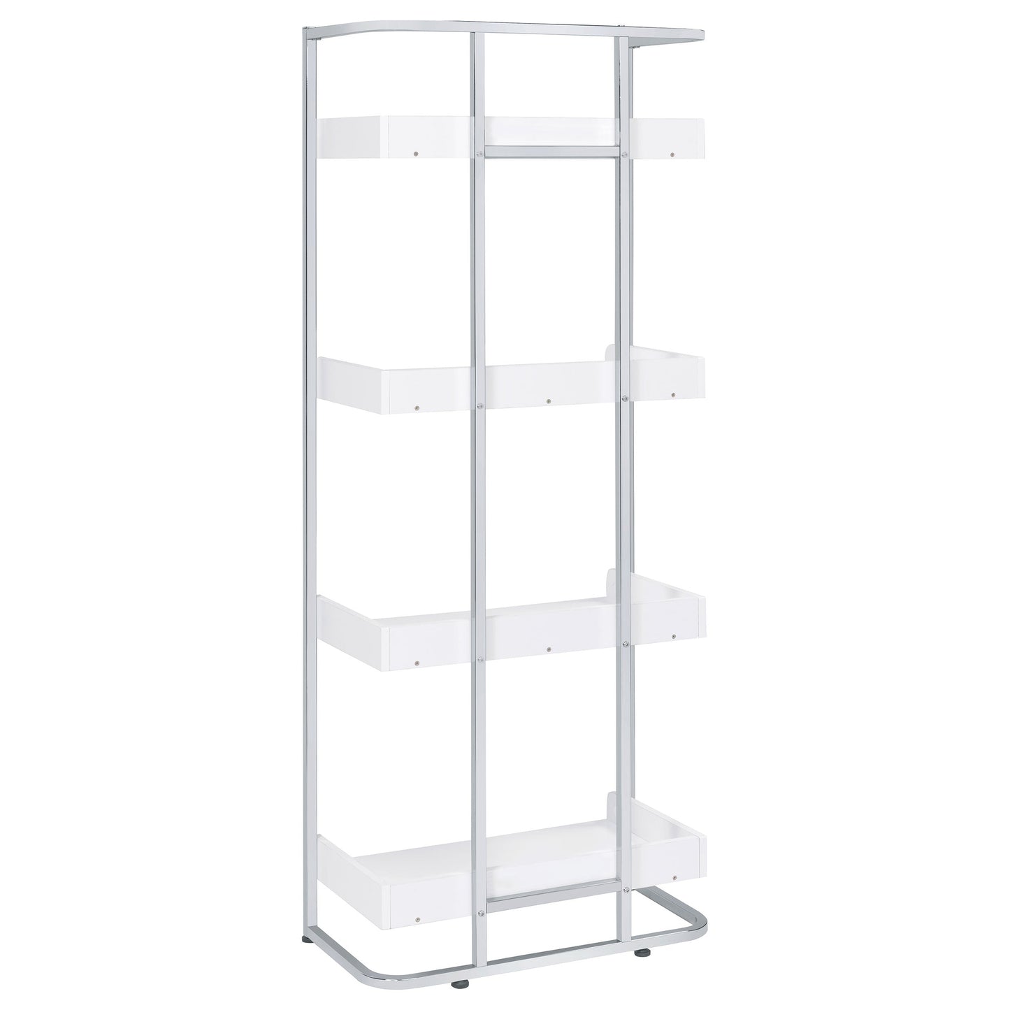 Ember 4-shelf Bookcase White High Gloss and Chrome