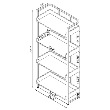 Ember 4-shelf Bookcase White High Gloss and Chrome