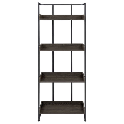 Ember 4-shelf Bookcase Dark Oak and Sandy Black