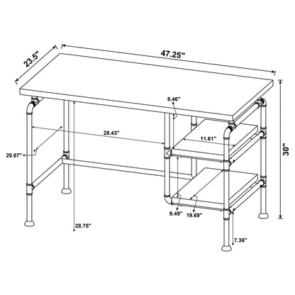 Delray 2-tier Open Shelving Writing Desk Grey Driftwood and Black