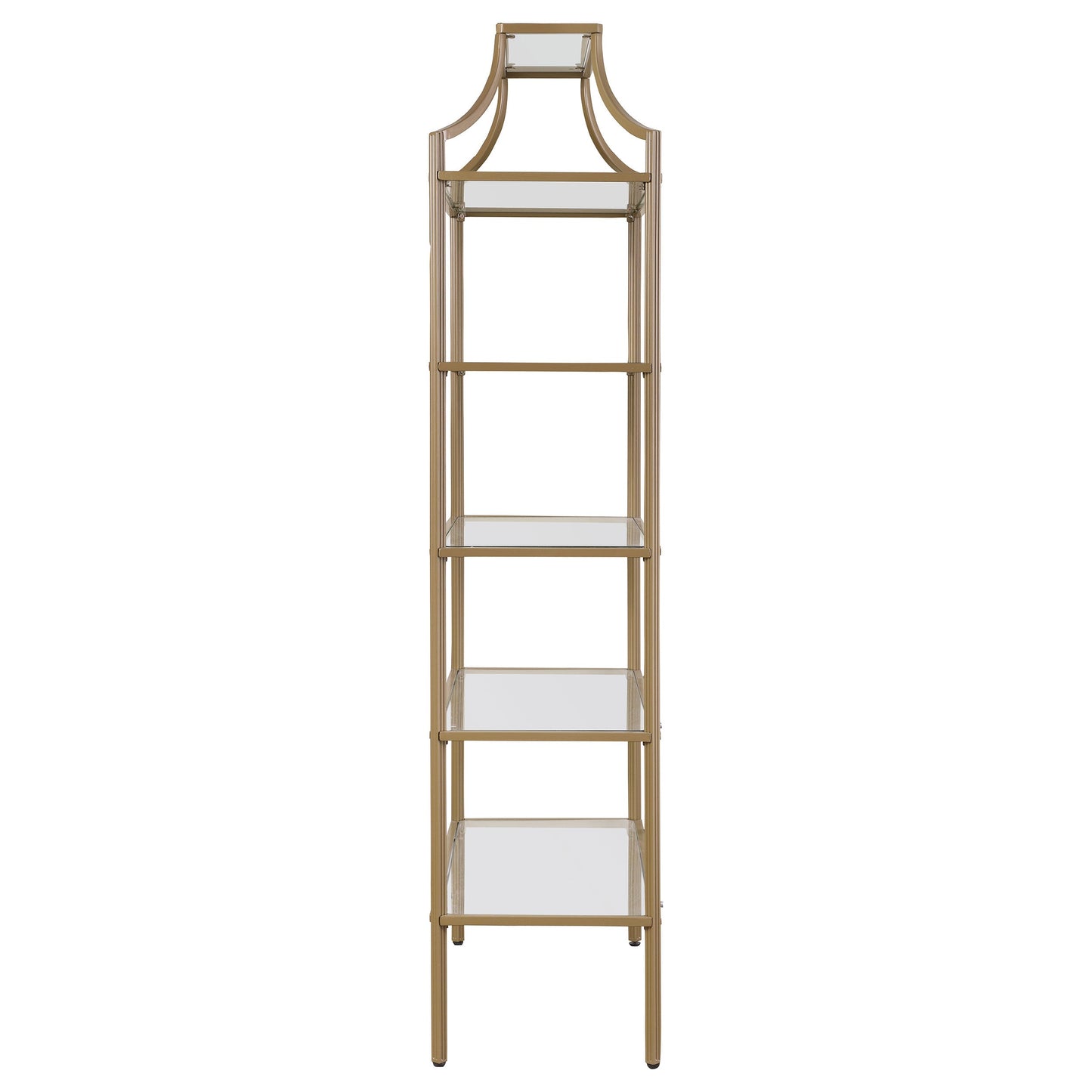 Serena 5-tier Tempered Glass Shelves Bookcase Matte Gold