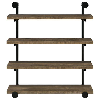 Elmcrest 40-inch Wall Shelf Black and Rustic Oak