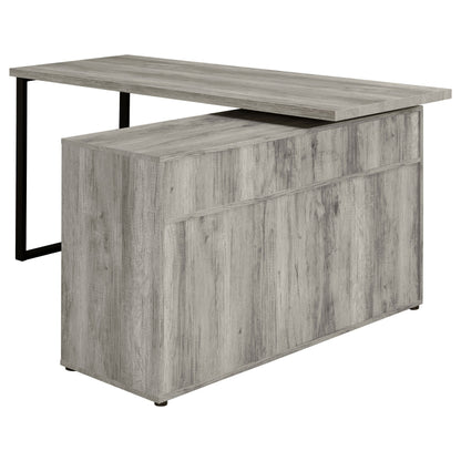 Hertford L-shape Office Desk with Storage Grey Driftwood