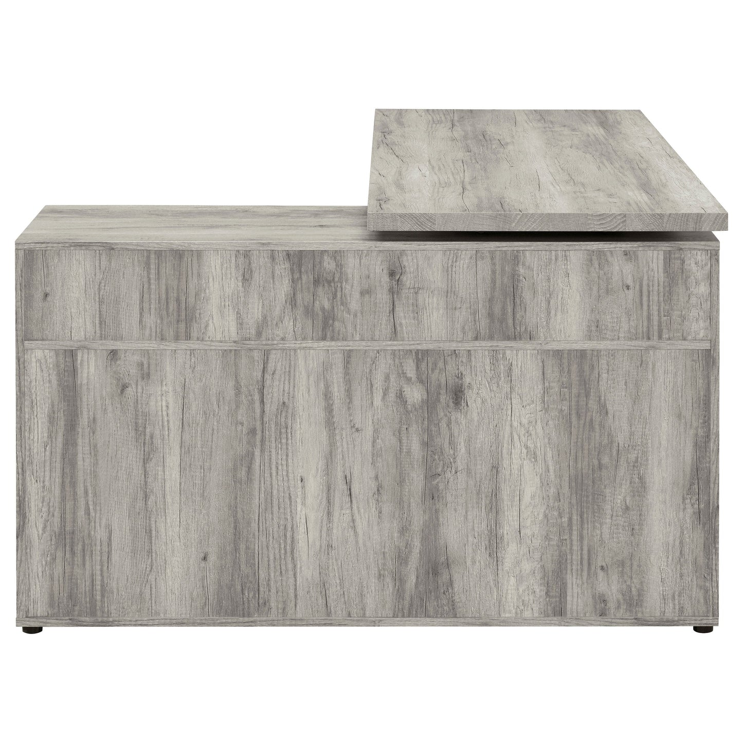 Hertford L-shape Office Desk with Storage Grey Driftwood