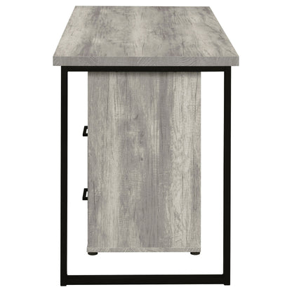 Hertford L-shape Office Desk with Storage Grey Driftwood