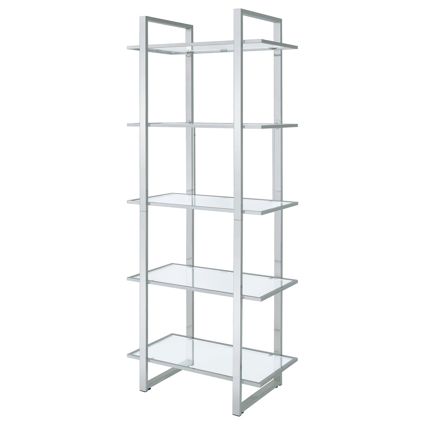 Hartford Glass Shelf Bookcase Chrome