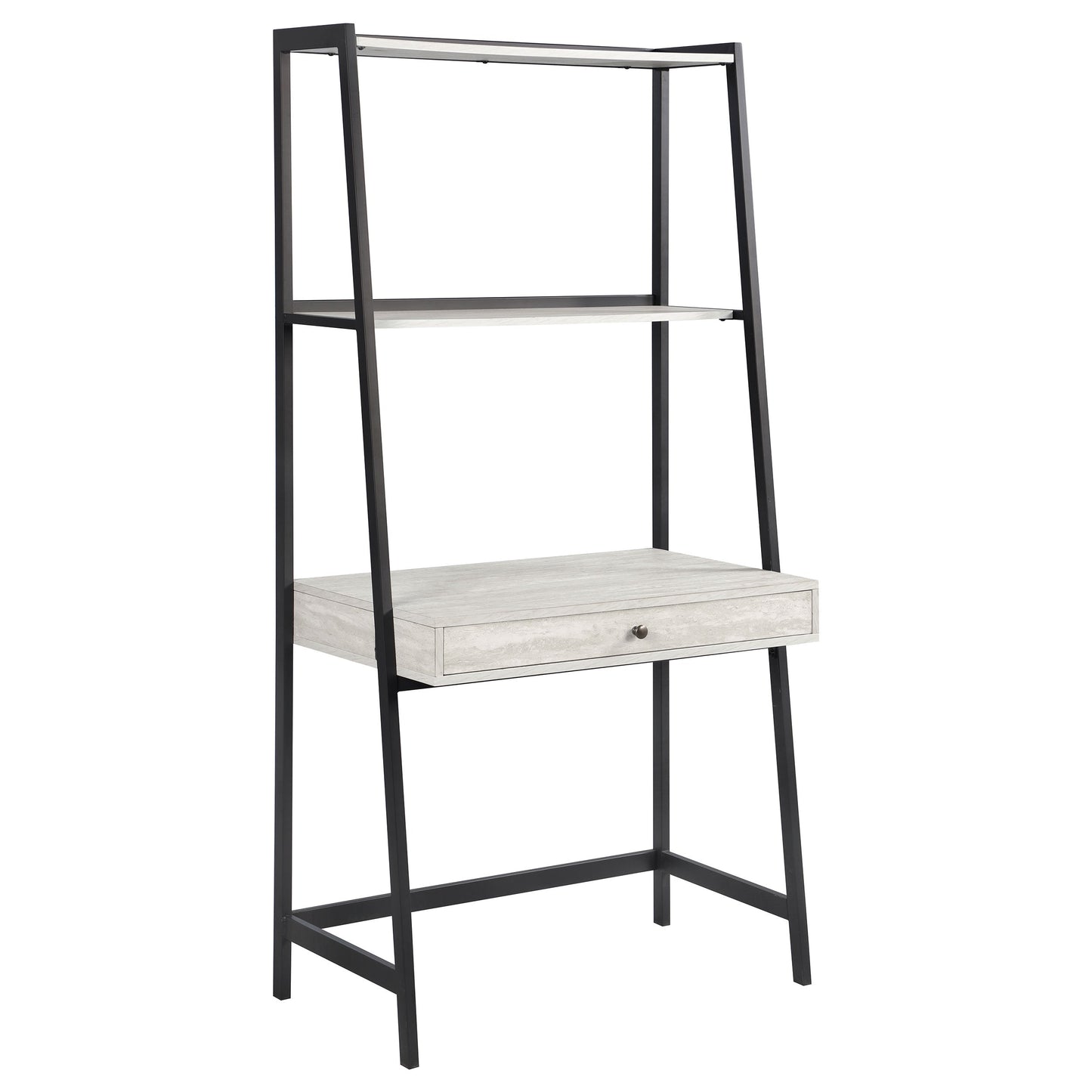 Pinckard 3-piece Ladder Desk Set Grey Stone and Black