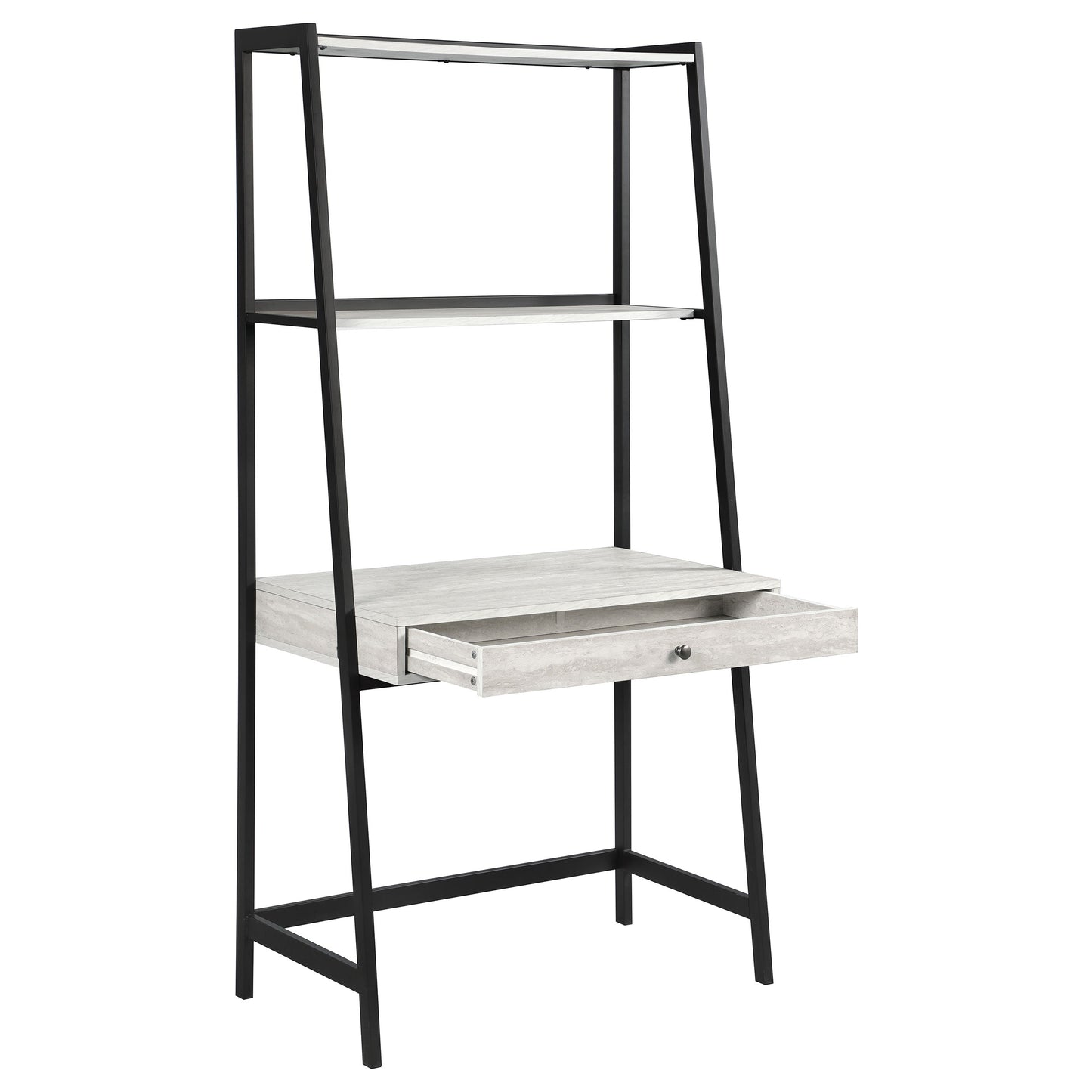 Pinckard 1-drawer Ladder Desk Grey Stone and Black