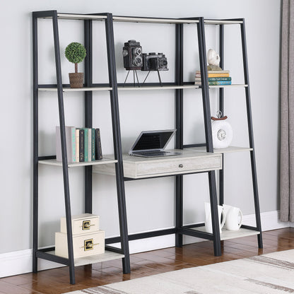 Pinckard 1-drawer Ladder Desk Grey Stone and Black