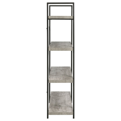 Cole 4-Shelf Bookcase Grey Driftwood and Gunmetal