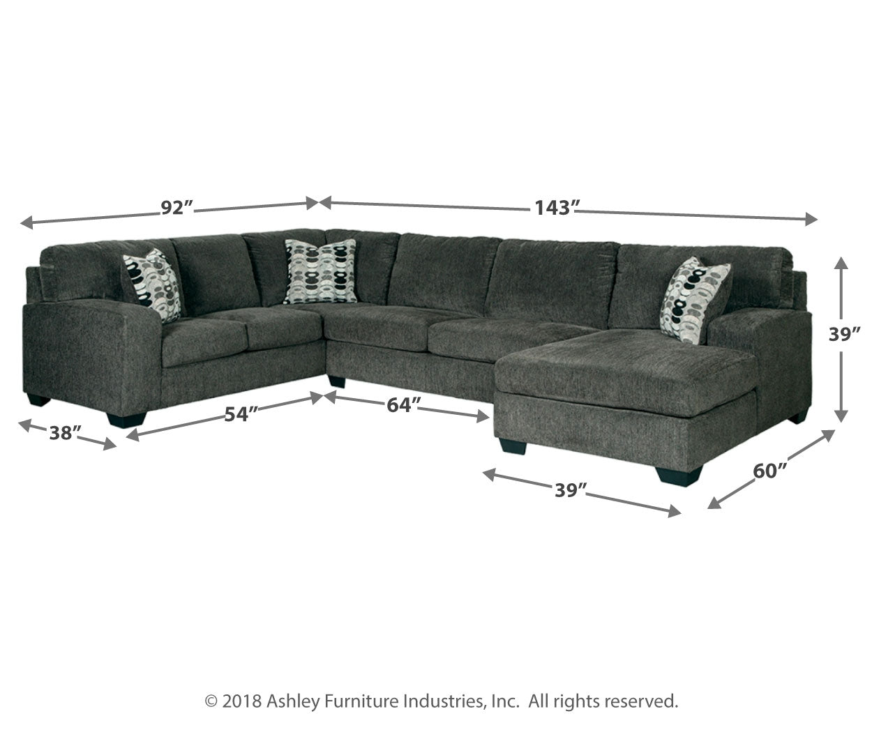 Ballinasloe 3-Piece Sectional with Ottoman