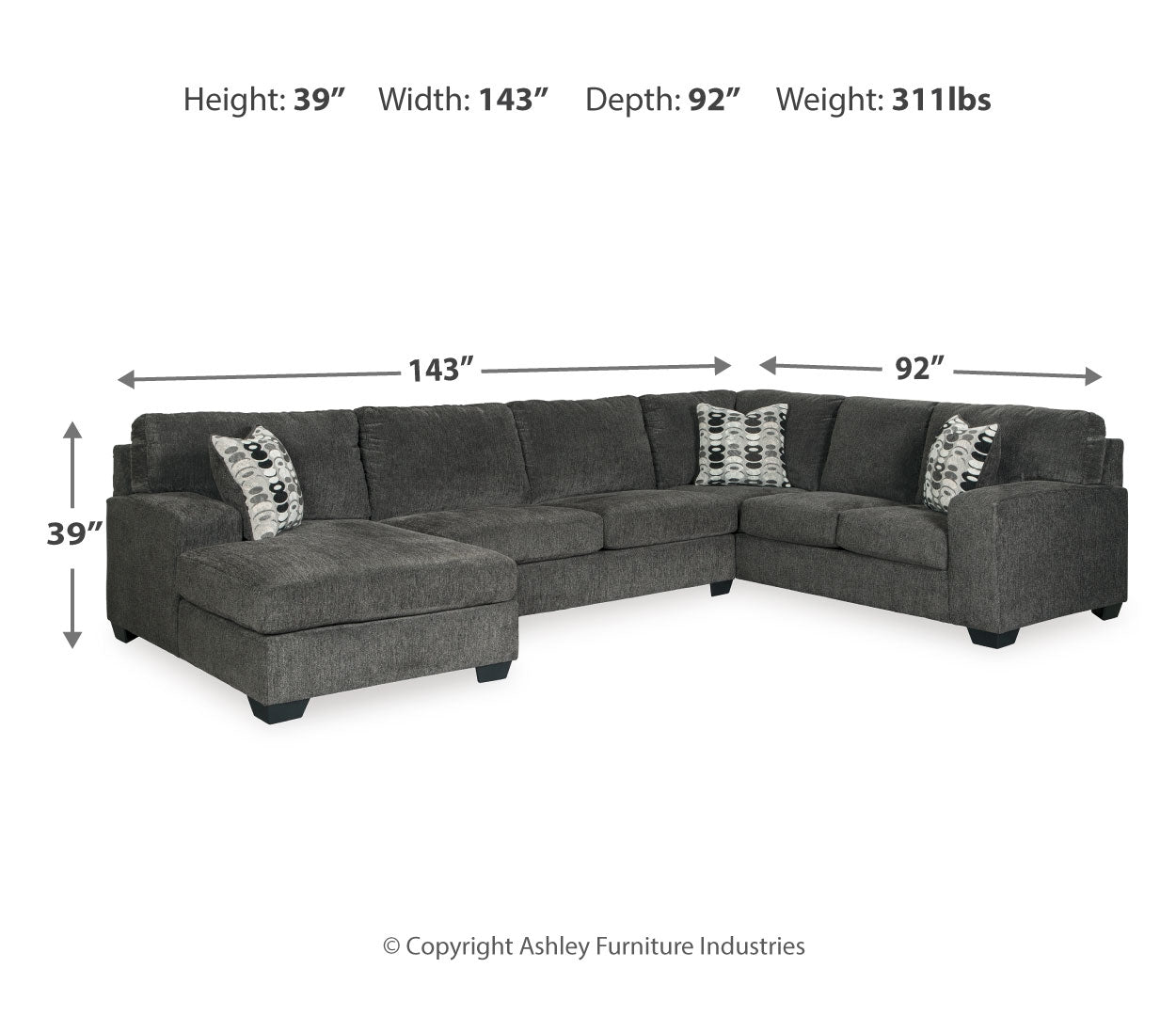 Ballinasloe 3-Piece Sectional with Ottoman