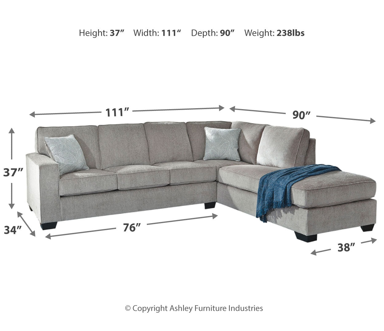 Altari 2-Piece Sleeper Sectional with Chaise