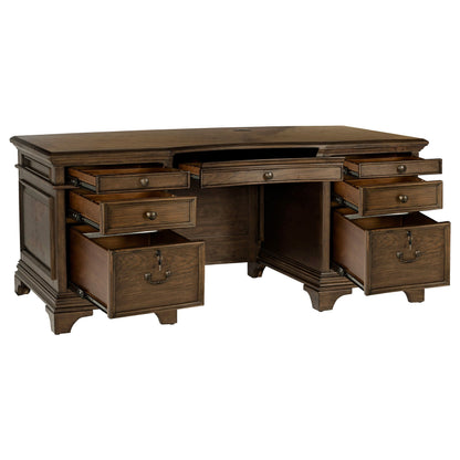 Hartshill Executive Desk with File Cabinets Burnished Oak