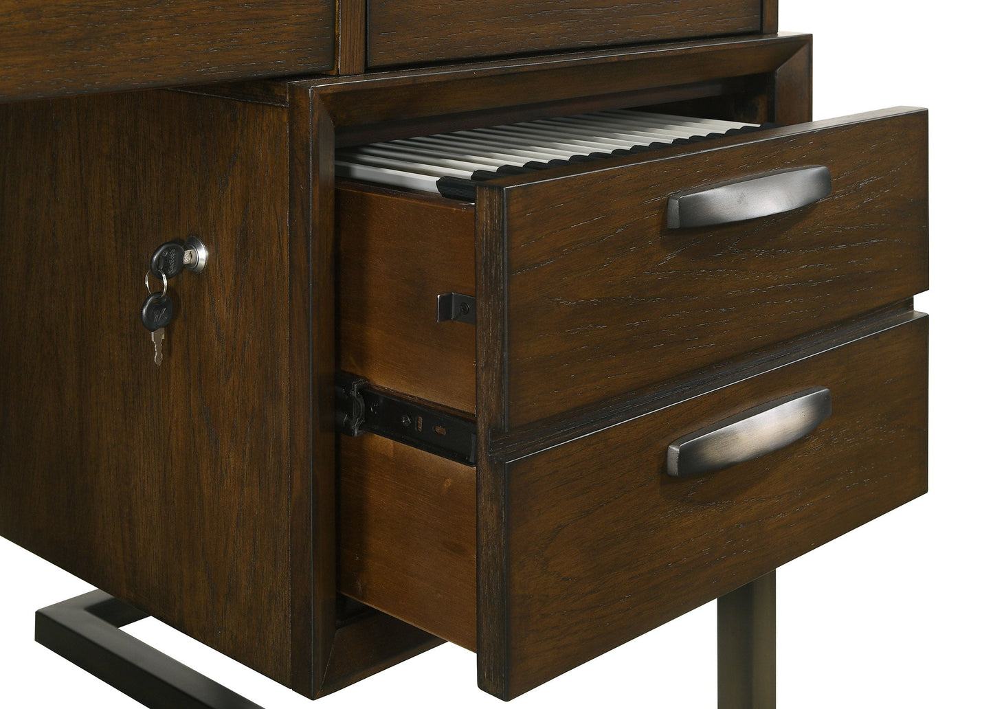 Marshall 6-drawer Executive Desk Dark Walnut and Gunmetal