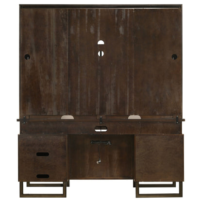 Marshall 10-drawer Credenza Desk With Hutch Dark Walnut and Gunmetal