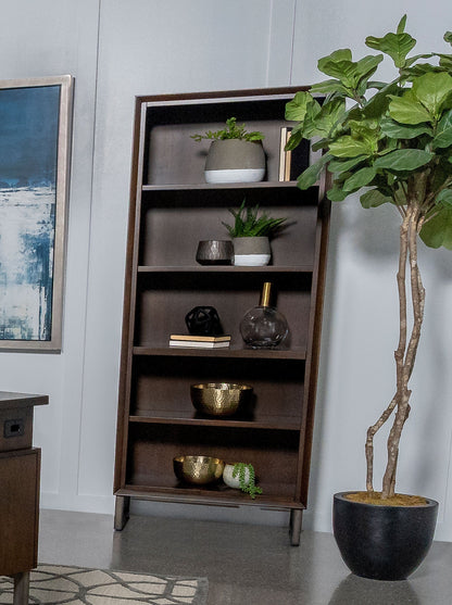 Marshall 5-shelf Bookcase Dark Walnut and Gunmetal