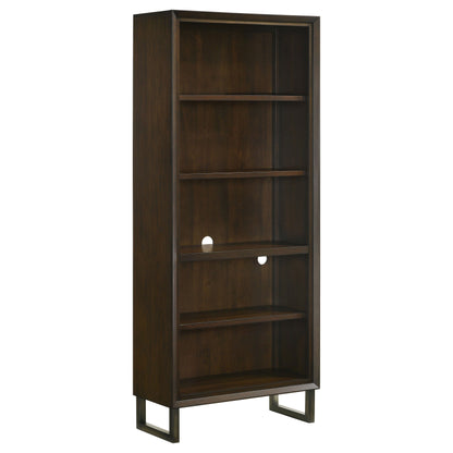 Marshall 5-shelf Bookcase Dark Walnut and Gunmetal