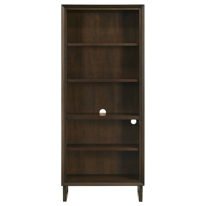 Marshall 5-shelf Bookcase Dark Walnut and Gunmetal