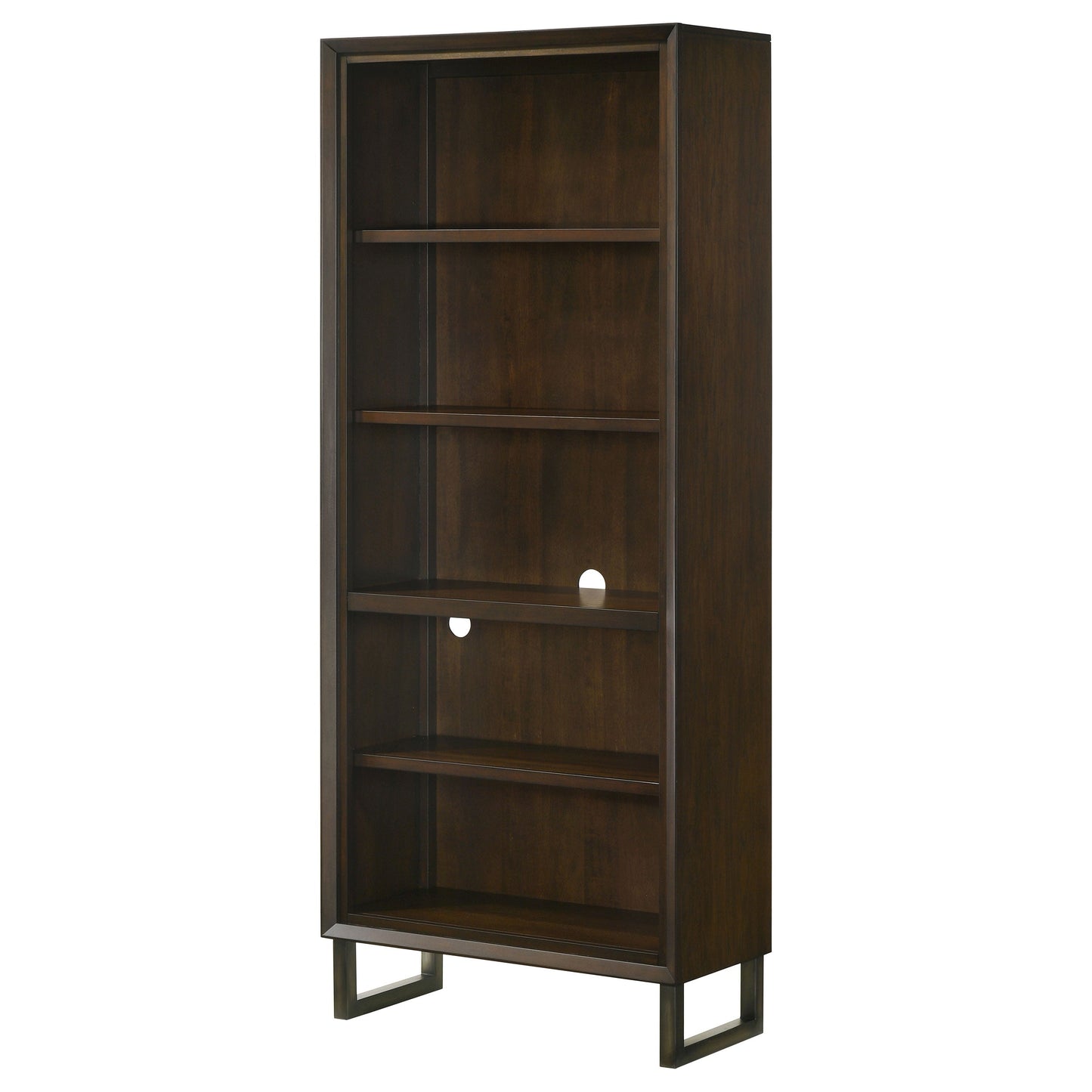 Marshall 5-shelf Bookcase Dark Walnut and Gunmetal