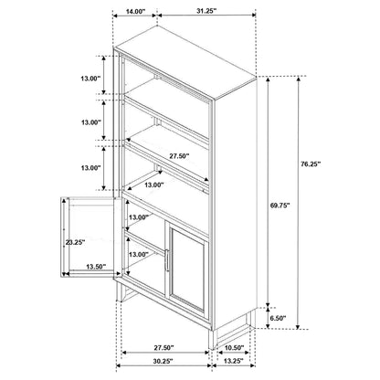 Marshall 5-shelf Bookcase With Storage Cabinet Dark Walnut and Gunmetal