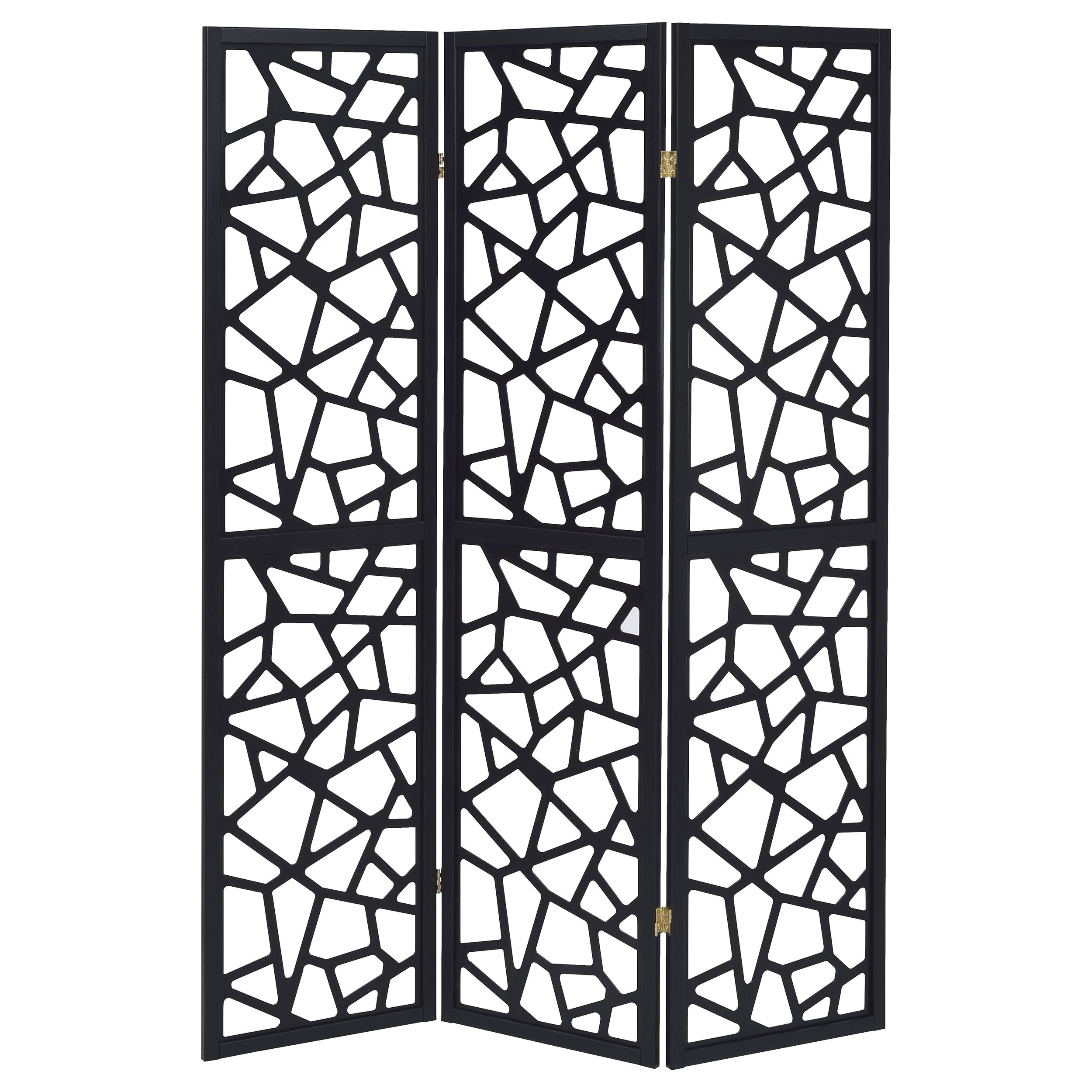 Nailan 3-panel Open Mosaic Pattern Room Divider Black