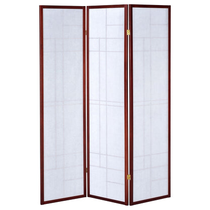 Katerina 3-panel Folding Floor Screen White and Cherry