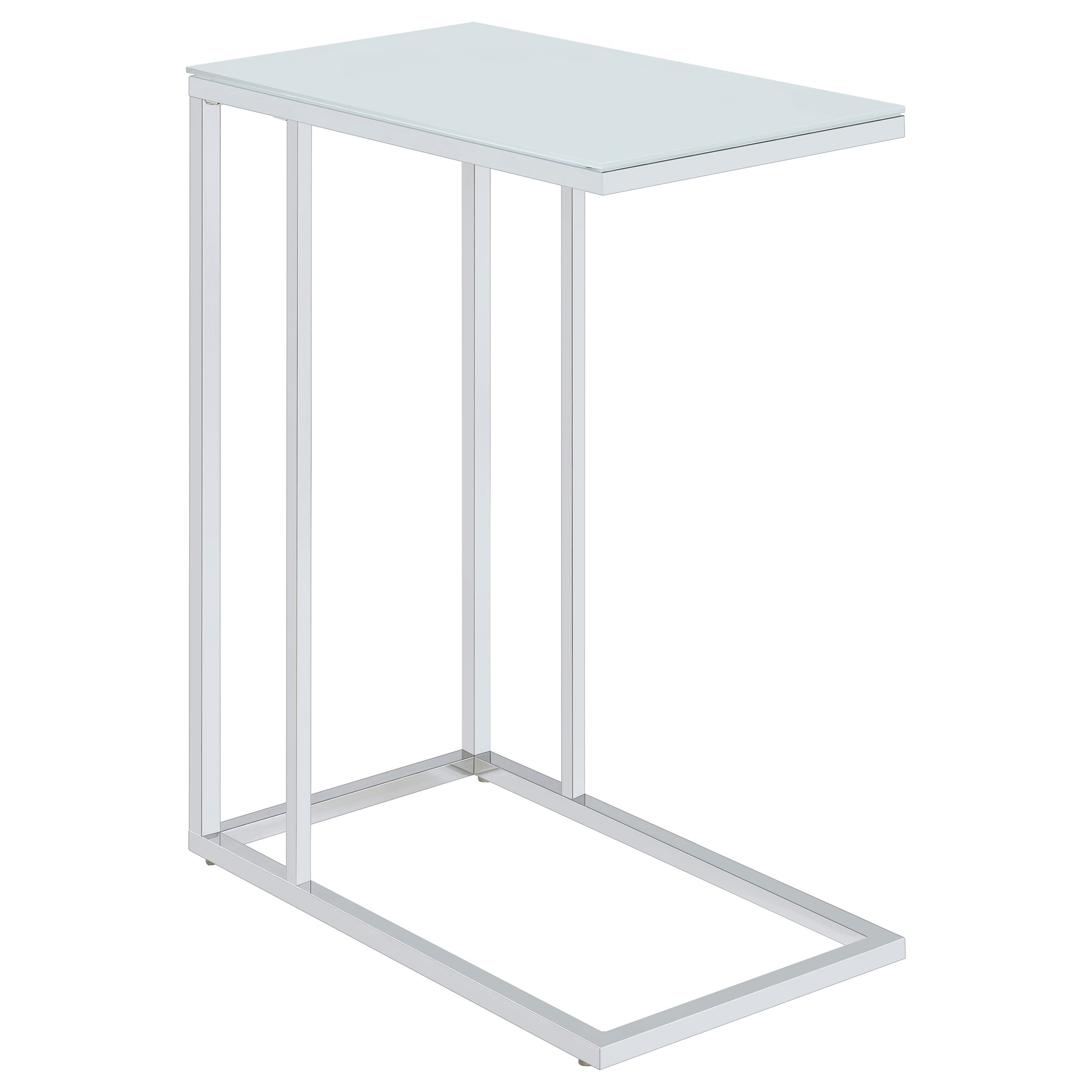 Stella Glass Top Accent Table Chrome and White