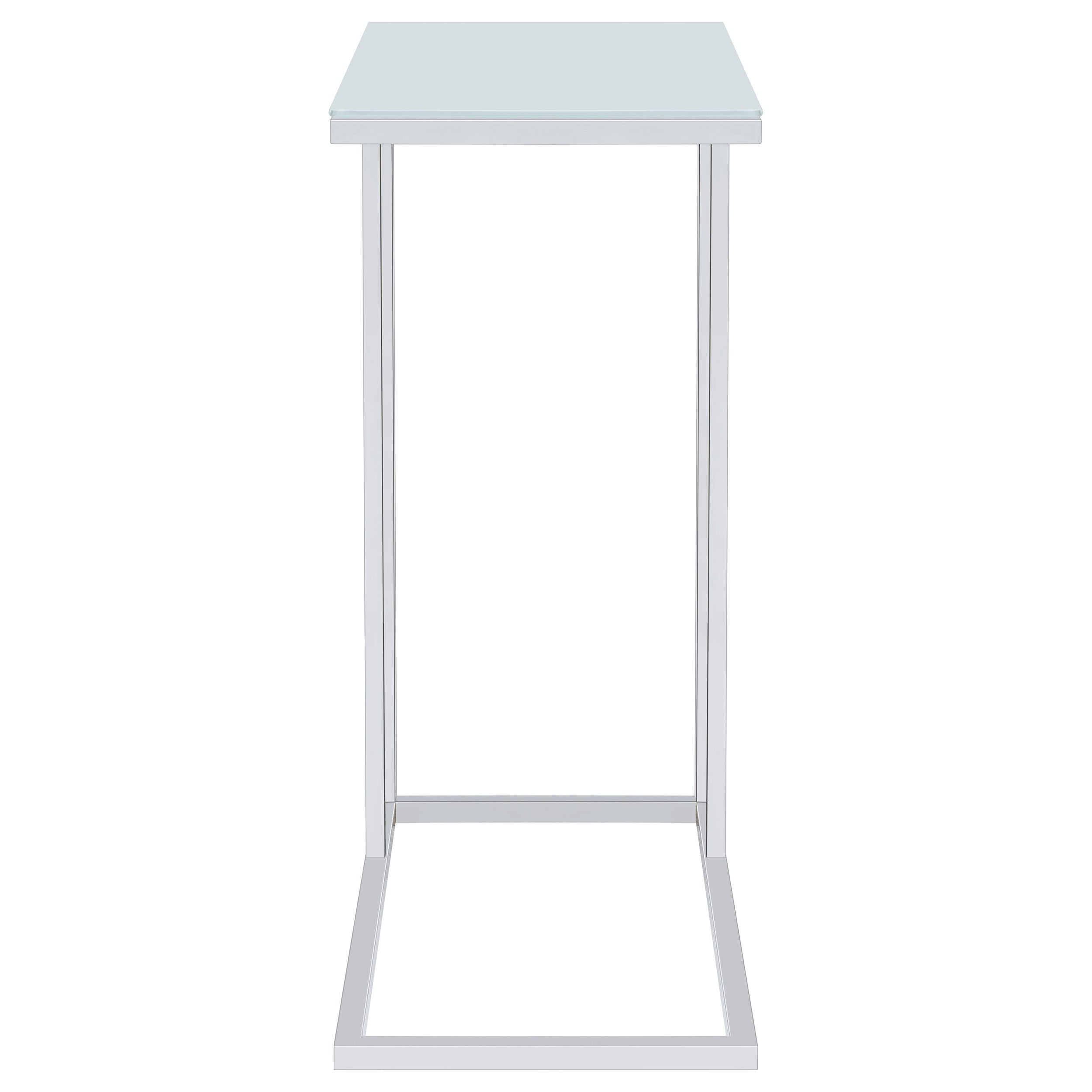 Stella Glass Top Accent Table Chrome and White