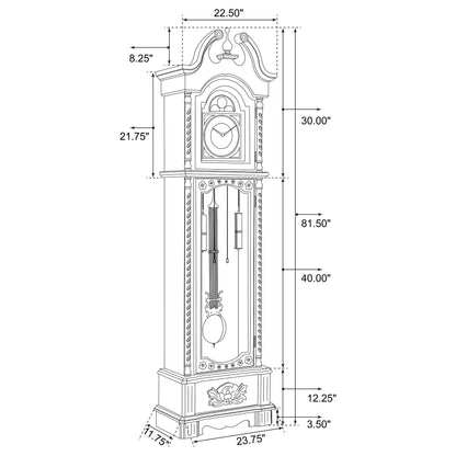 Cedric Grandfather Clock with Chime Golden Brown