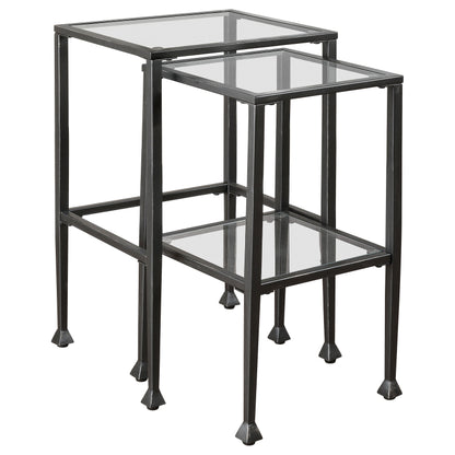 Leilani 2-piece Glass Top Nesting Tables Black