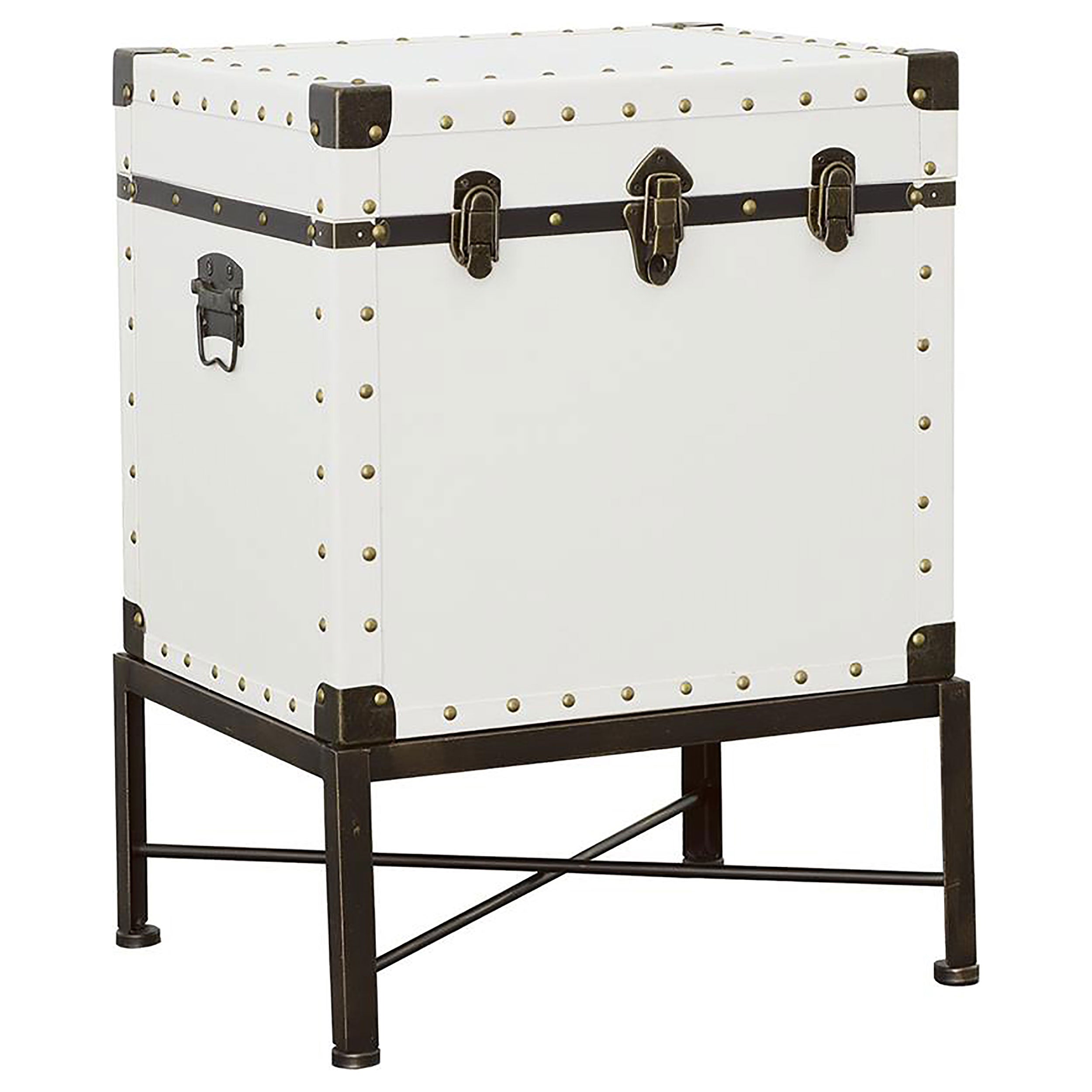 Nancy Accent Cabinet with Nailhead Trim White