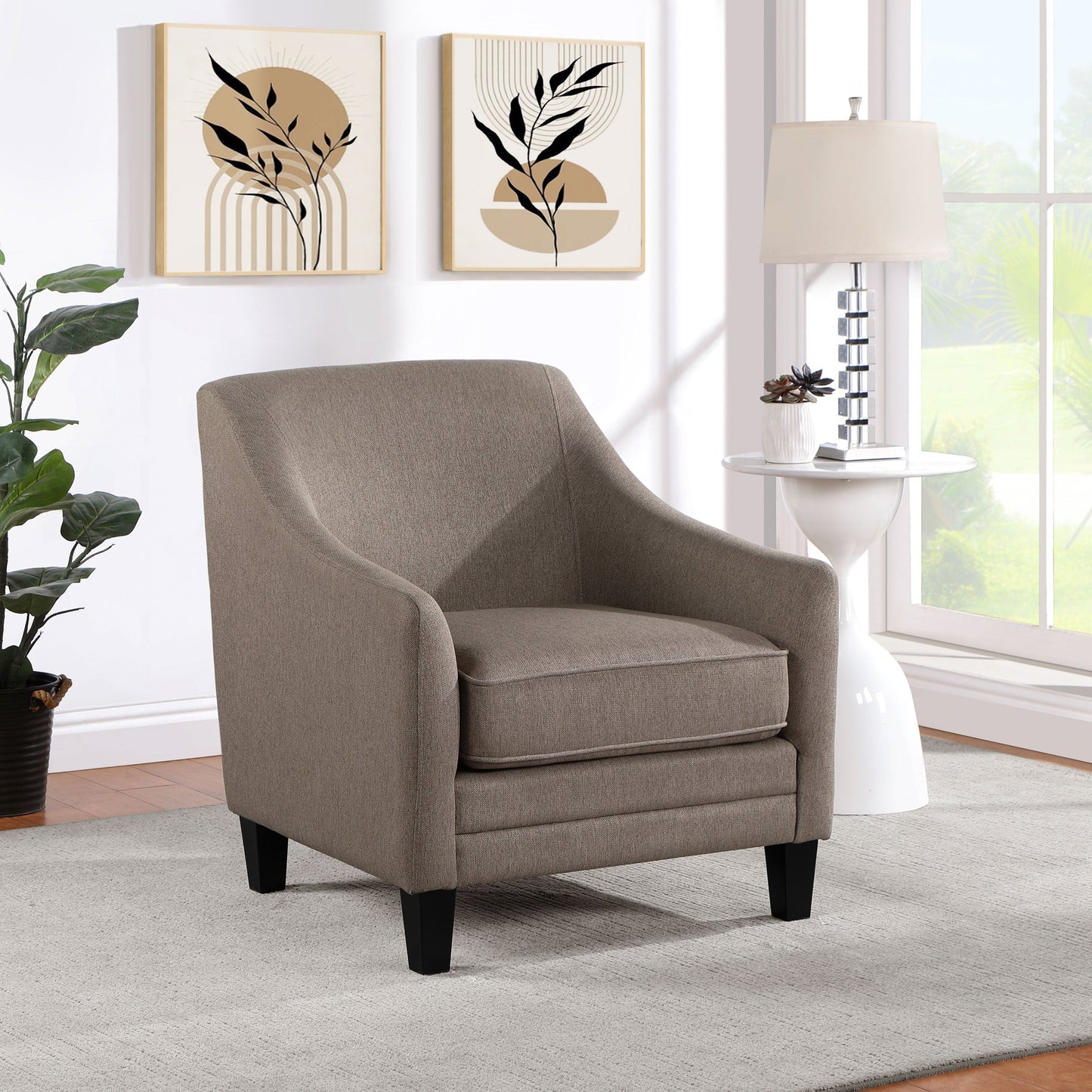 Liam Upholstered Sloped Arm Accent Club Chair Camel