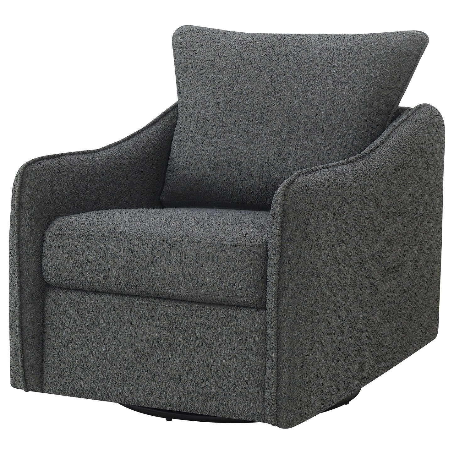 Madia Boucle Upholstered Swivel Glider Chair Charcoal Grey