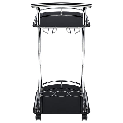 Elfman 2-shelve Serving Cart Chrome and Black