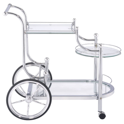 Sarandon 3-tier Serving Cart Chrome and Clear