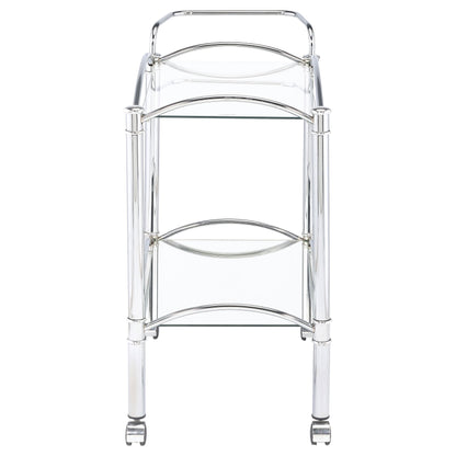 Shadix 2-tier Serving Cart with Glass Top Chrome and Clear