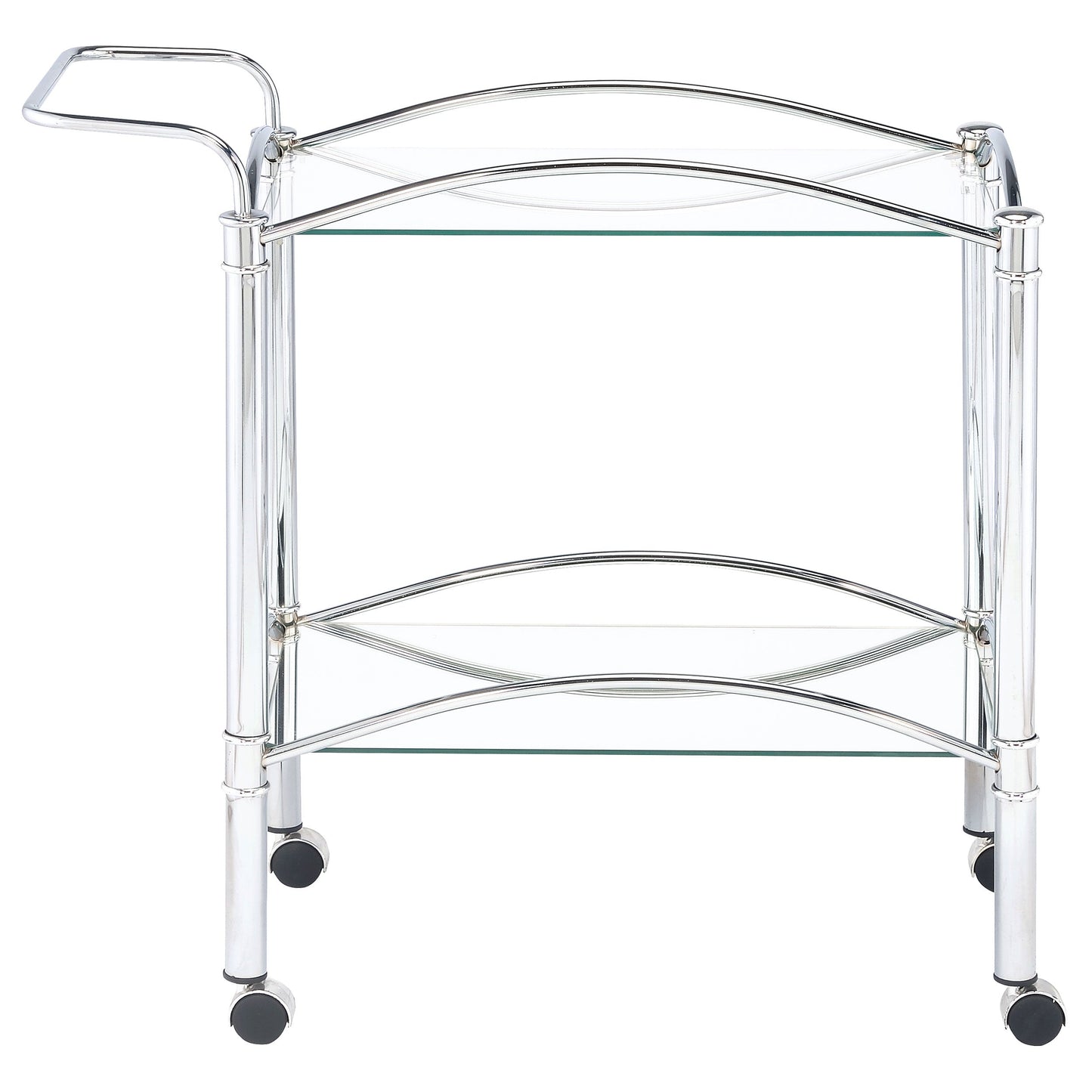 Shadix 2-tier Serving Cart with Glass Top Chrome and Clear